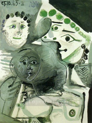 Homme mere et enfant II 1965 Cubism Oil Paintings
